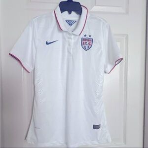 Nike Team USA National Team Soccer USMNT 2014 White Polo Shirt Mens Medium
